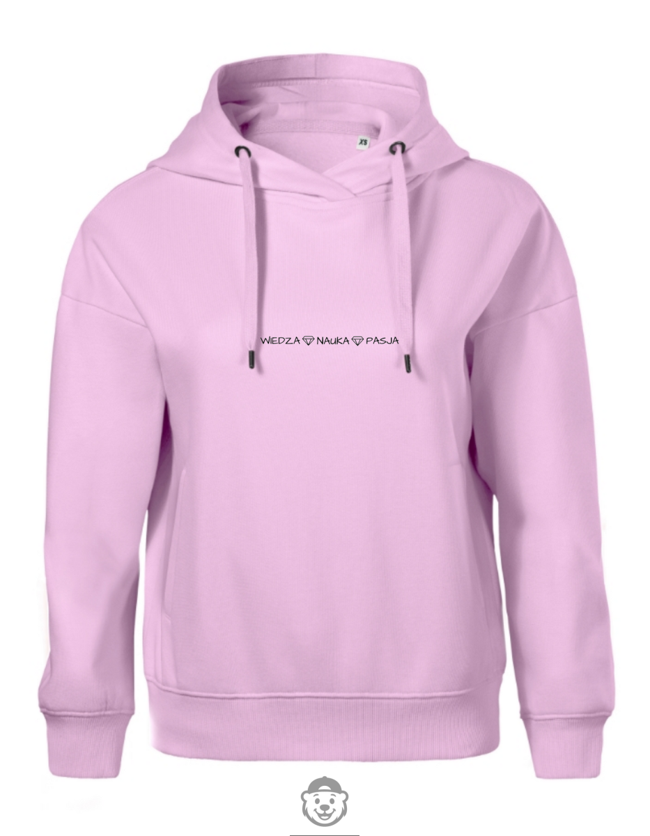 BLUZA Z KAPTUREM DAMSKA WIEDZA NAUKA PASJA RÓŻOWA.png