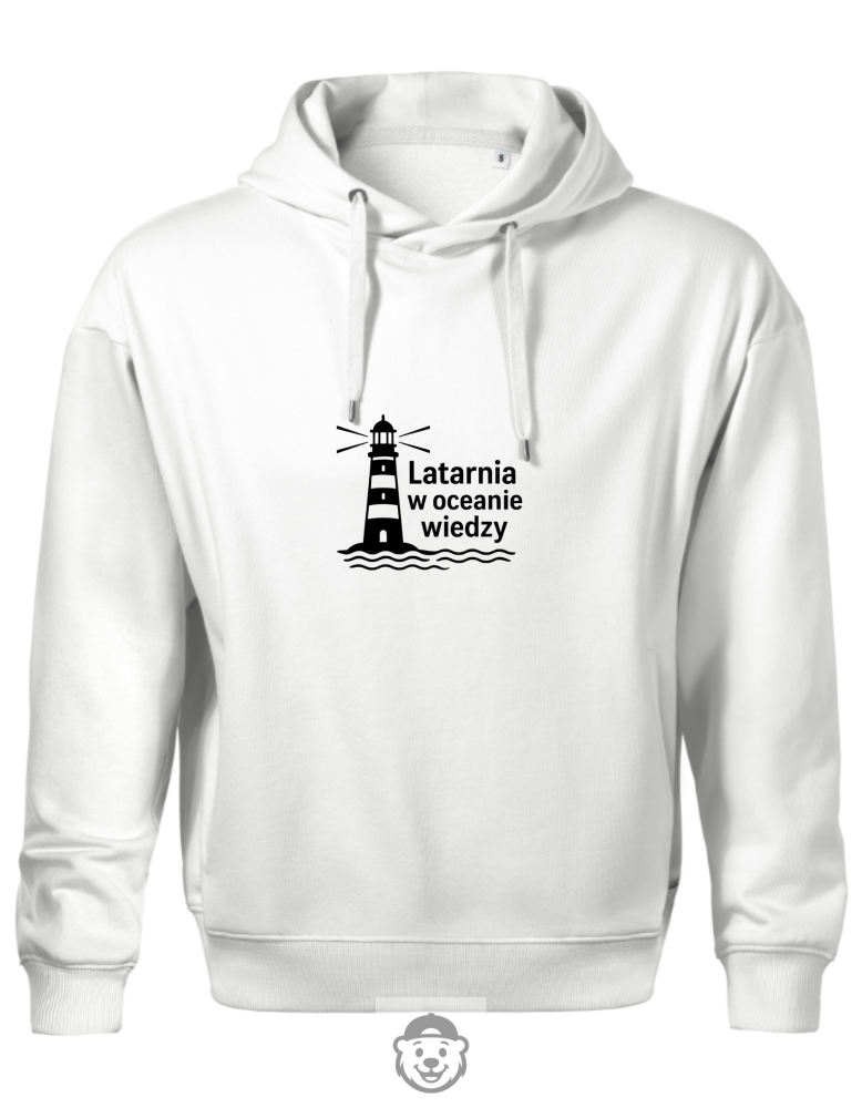 BLUZA Z KAPTUREM MĘSKA LATARNIA W OCEANIE WIEDZY BIAŁA.png