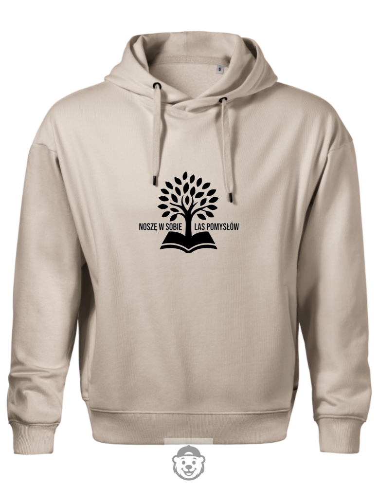 BLUZA Z KAPTUREM MĘSKA NOSZĘ W SOBIE LAS POMYSŁÓW BEŻOWA.png