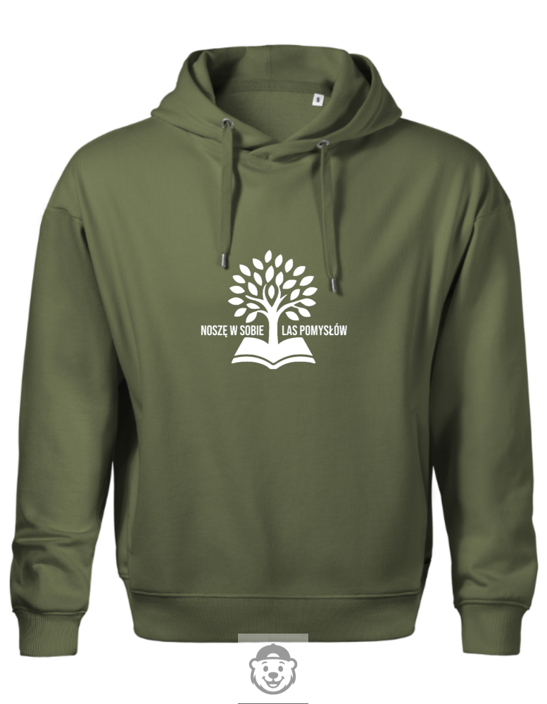 BLUZA Z KAPTUREM MĘSKA NOSZĘ W SOBIE LAS POMYSŁÓW KHAKI.png