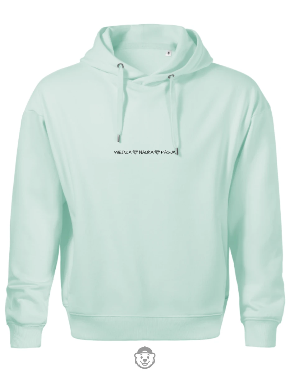 BLUZA Z KAPTUREM MĘSKA WIEDZA NAUKA PASJA MIĘTOWA.png